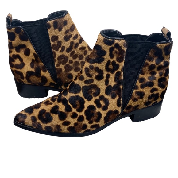 Marc Fisher Yale Ankle Boots Booties Chelsea Sz 6.5 Animal Print Calf Hair - Picture 2 of 10